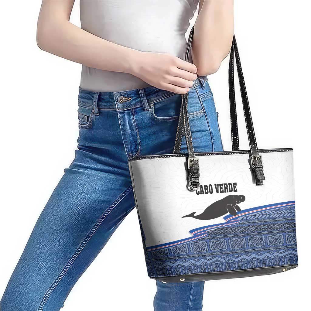 Cape Verde Manatee Leather Tote Bag Pattern With Flag Color LT18
