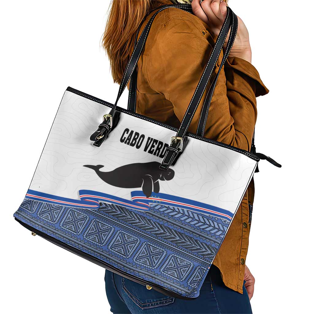 Cape Verde Manatee Leather Tote Bag Pattern With Flag Color LT18