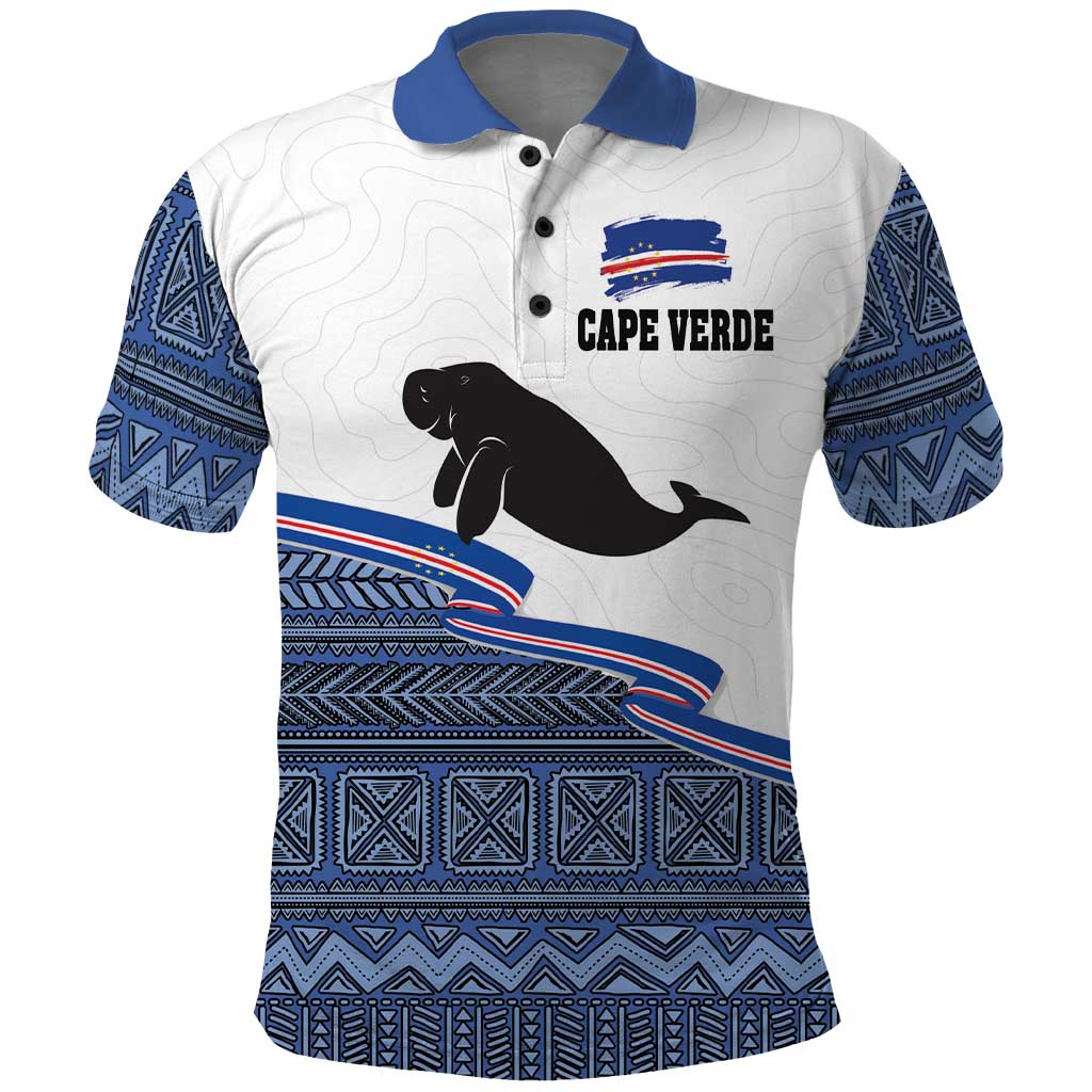 Cape Verde Manatee Polo Shirt Pattern With Flag Color LT18