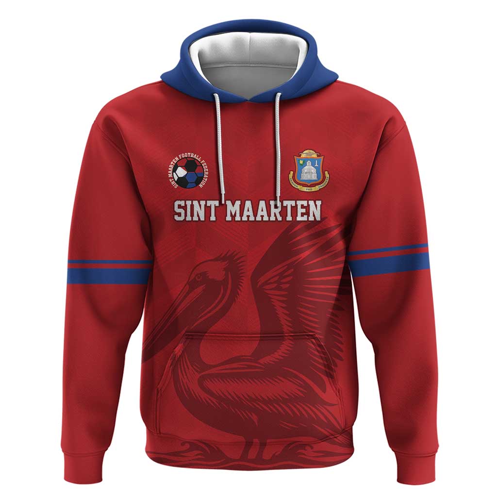 Custom Sint Maarten Football Red Version Hoodie Go Champion LT18