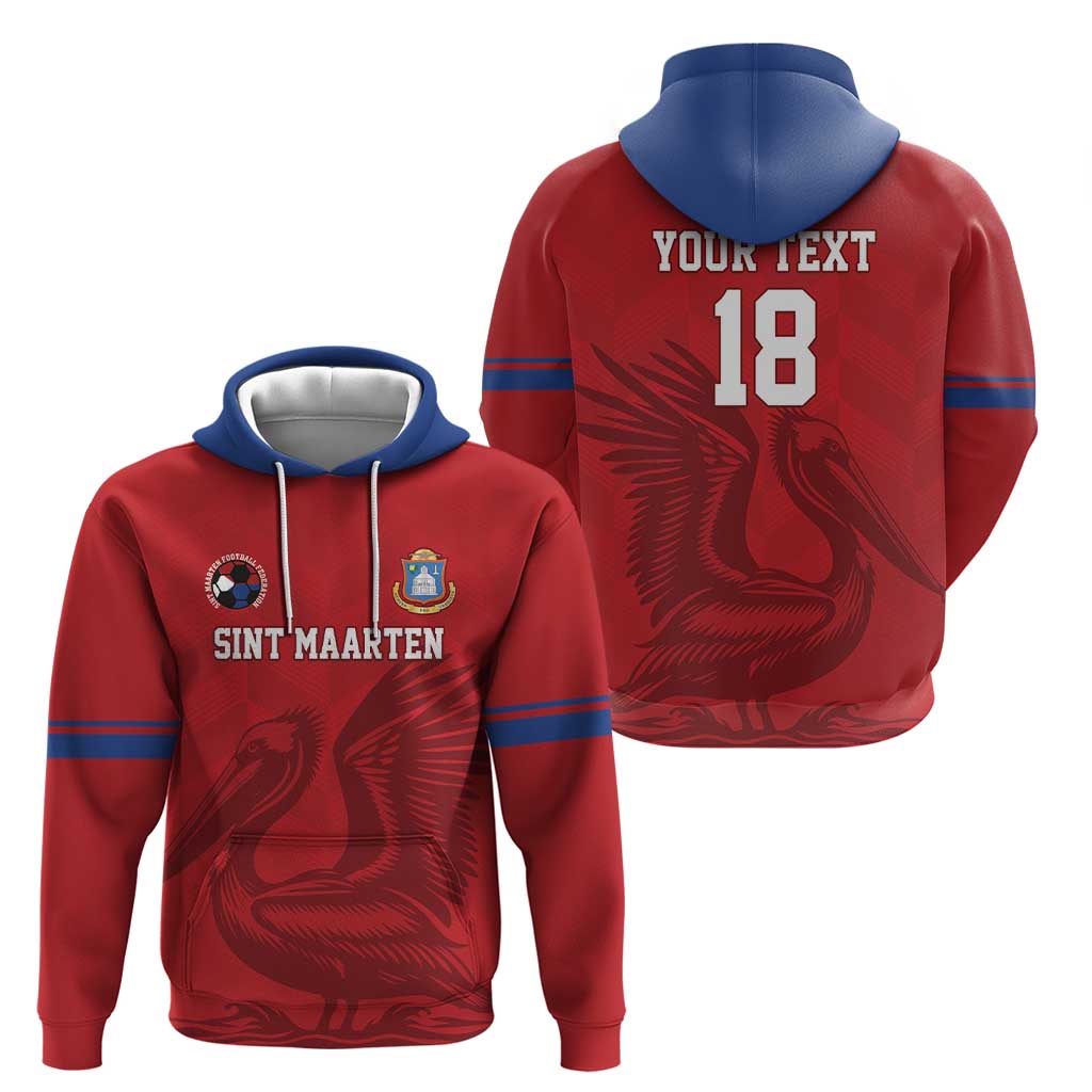 Custom Sint Maarten Football Red Version Hoodie Go Champion LT18