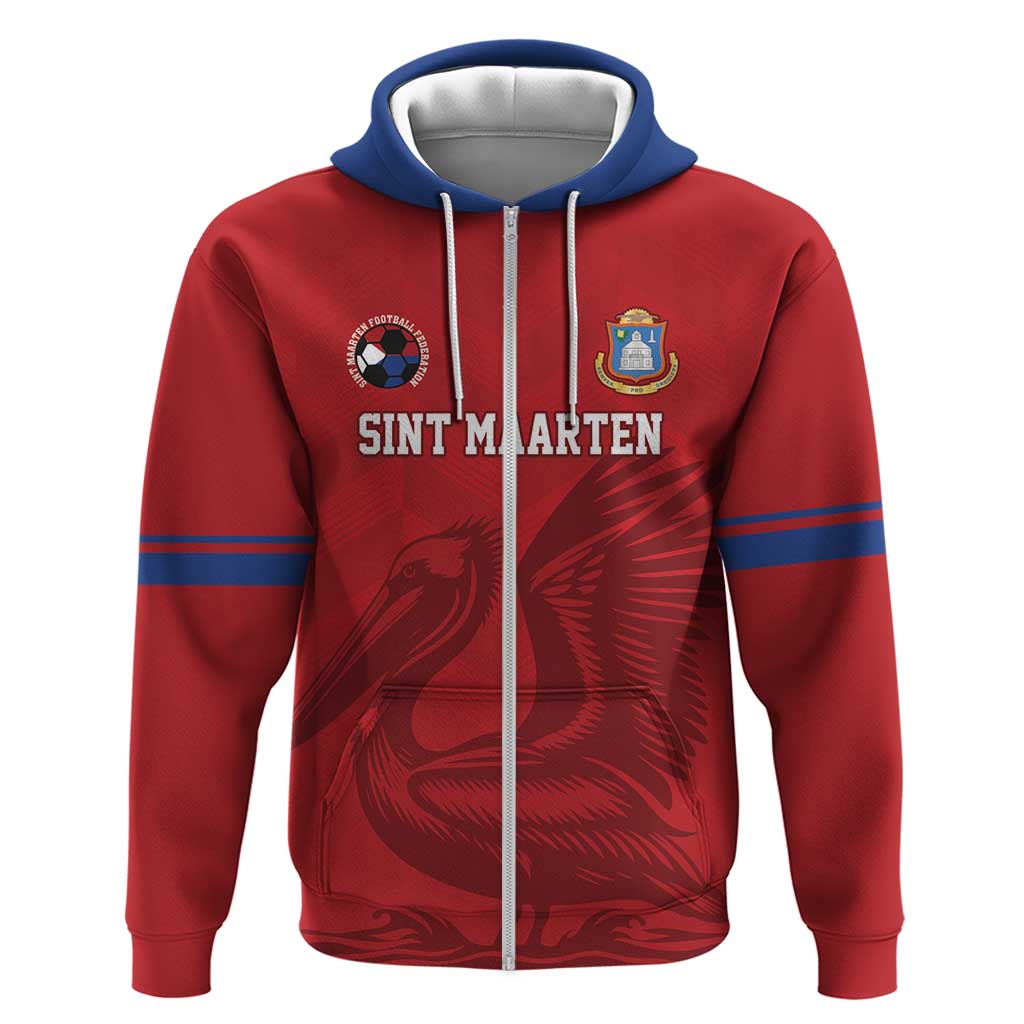Custom Sint Maarten Football Red Version Hoodie Go Champion LT18