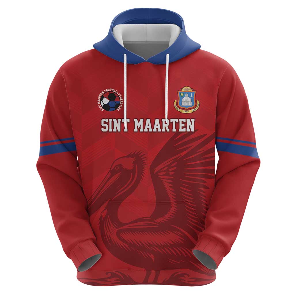 Custom Sint Maarten Football Red Version Hoodie Go Champion LT18