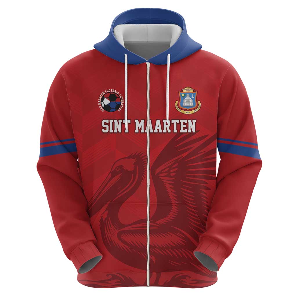 Custom Sint Maarten Football Red Version Hoodie Go Champion LT18