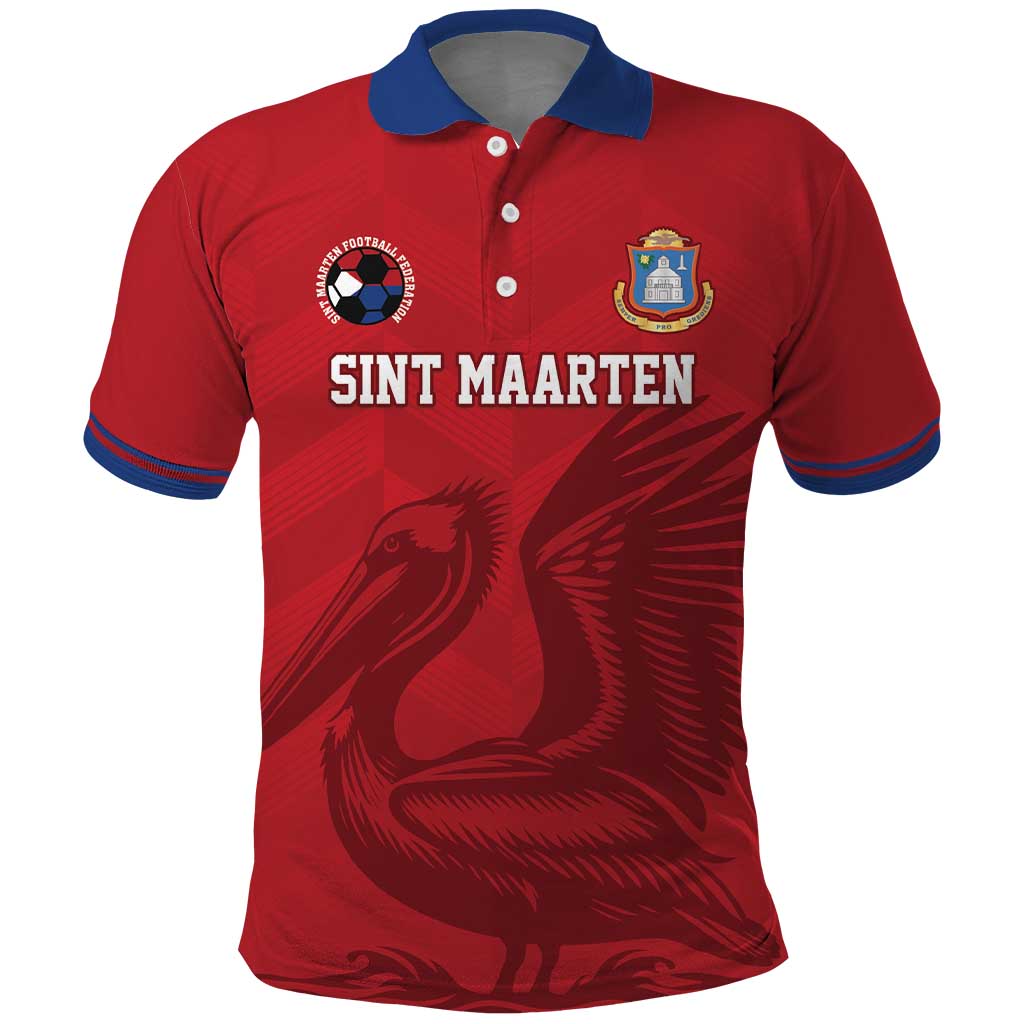Custom Sint Maarten Football Red Version Polo Shirt Go Champion LT18