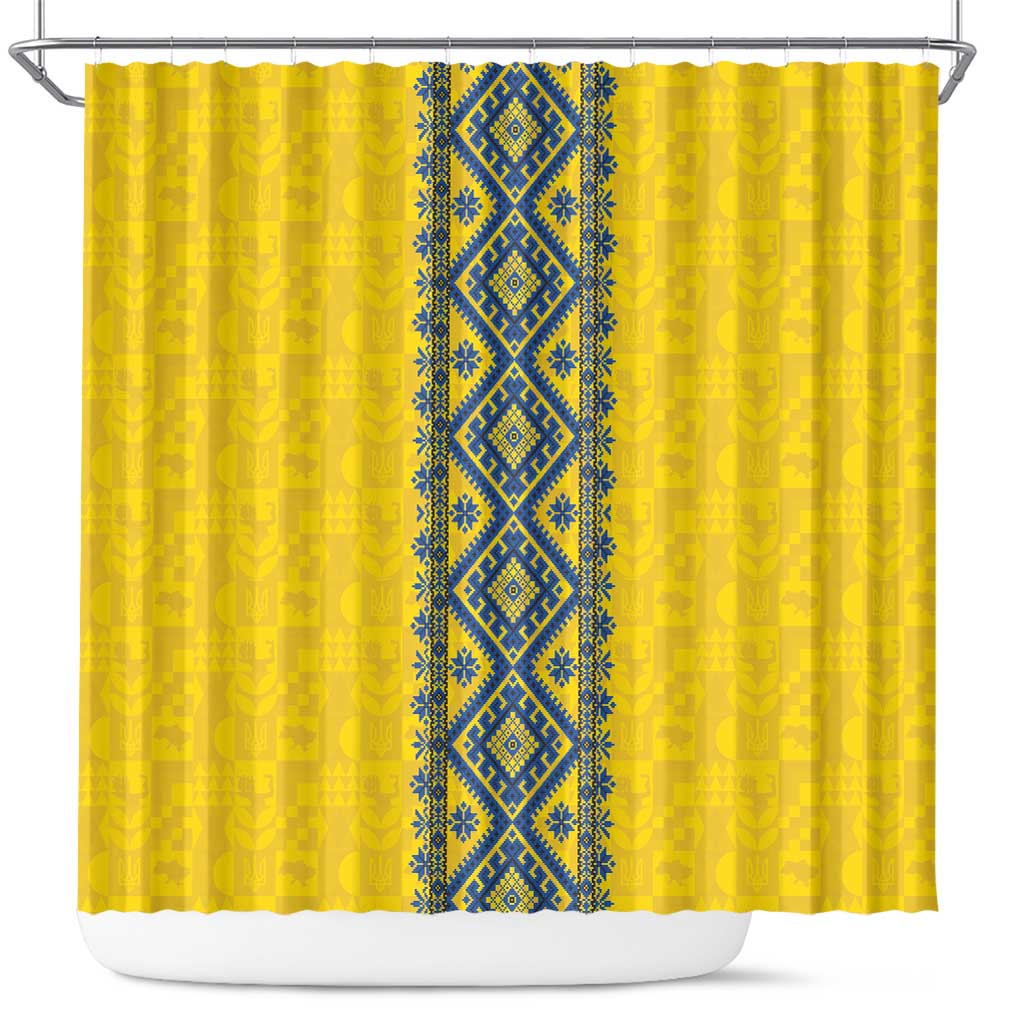Blue Ukraine Folk Patterns Shower Curtain Simple Style LT18