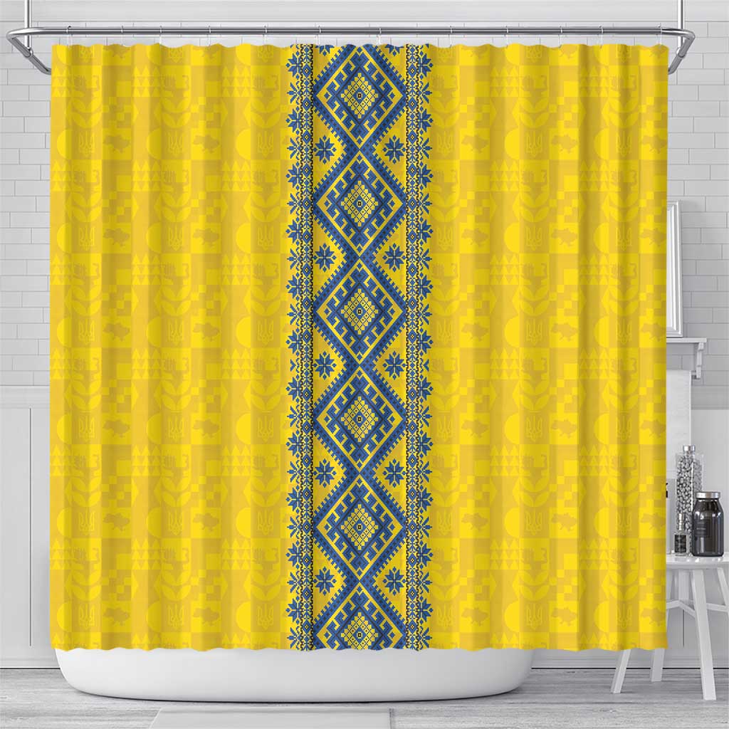 Blue Ukraine Folk Patterns Shower Curtain Simple Style LT18