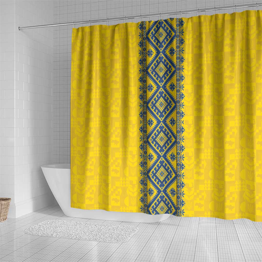 Blue Ukraine Folk Patterns Shower Curtain Simple Style LT18