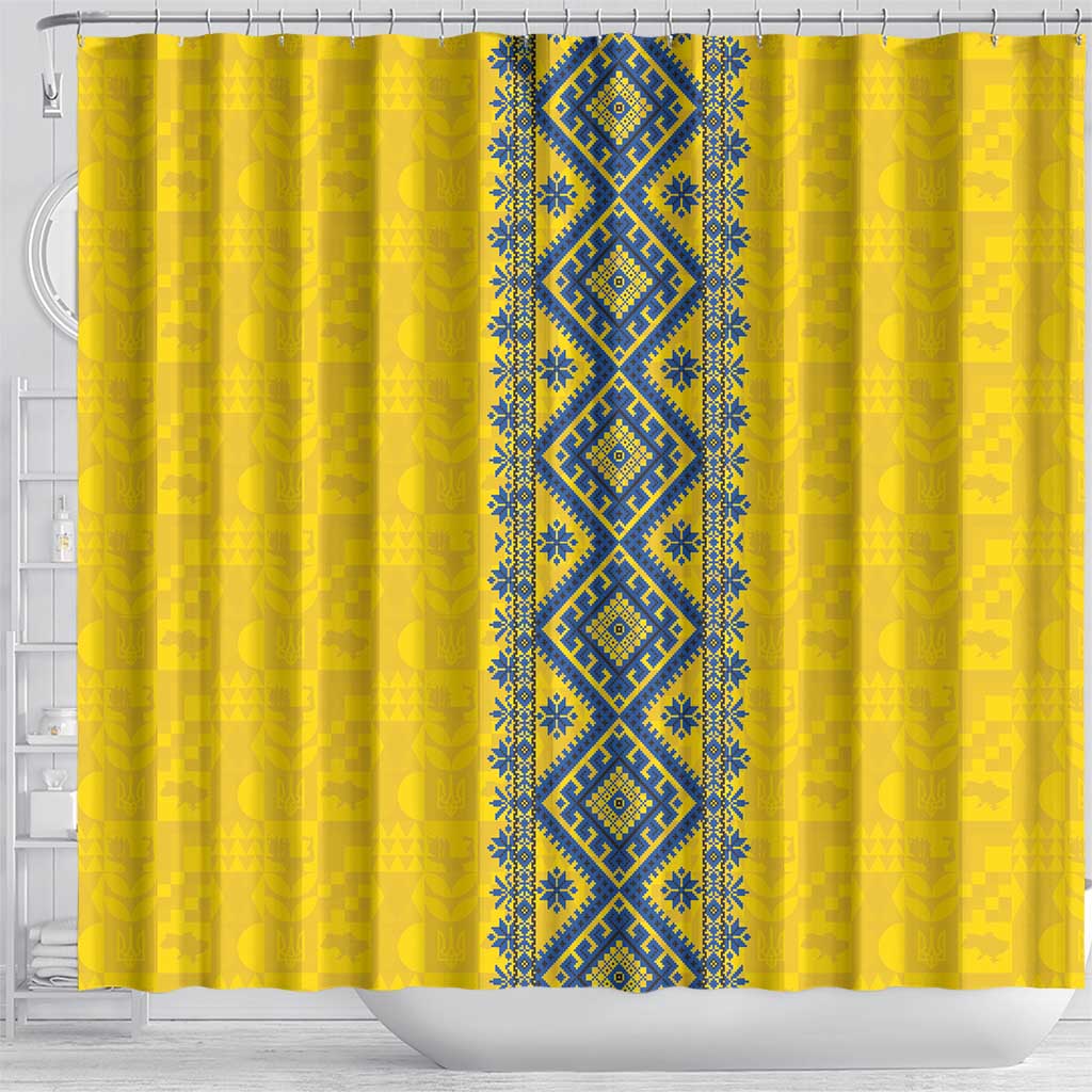 Blue Ukraine Folk Patterns Shower Curtain Simple Style LT18
