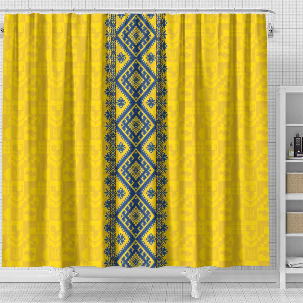 Blue Ukraine Folk Patterns Shower Curtain Simple Style LT18