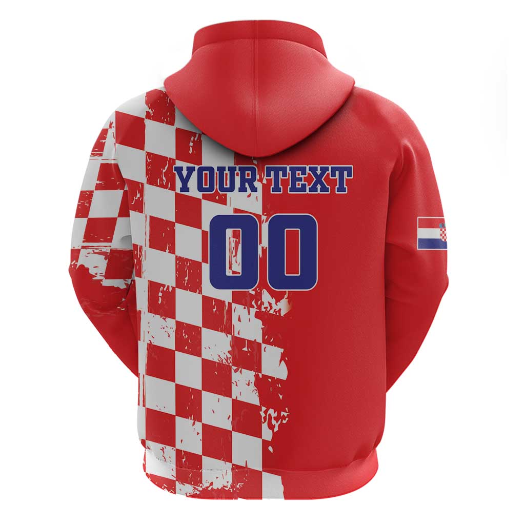 Custom Croatia Independence Day Hoodie Grunge Checkerboard Patterns With Map LT18