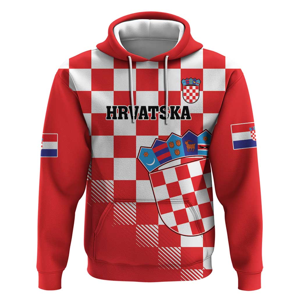 Custom Croatia Checkerboard Hoodie With Coat Of Arms LT18