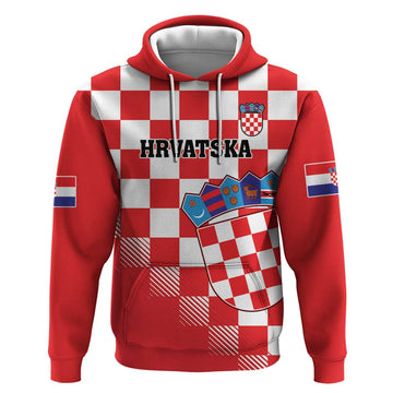 Custom Croatia Checkerboard Hoodie With Coat Of Arms LT18