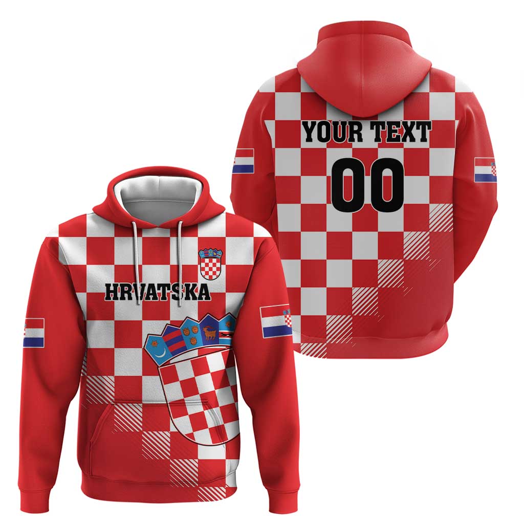 Custom Croatia Checkerboard Hoodie With Coat Of Arms LT18