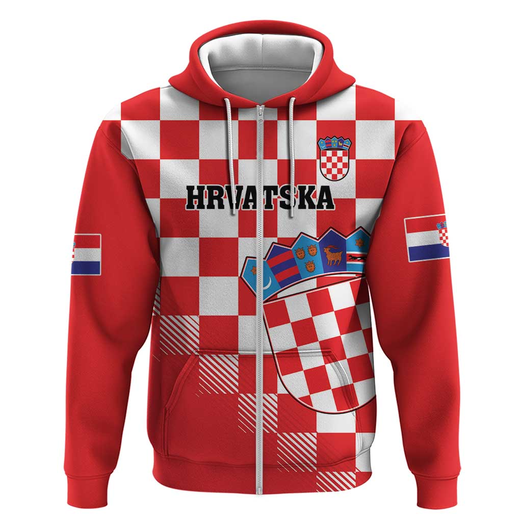 Custom Croatia Checkerboard Hoodie With Coat Of Arms LT18