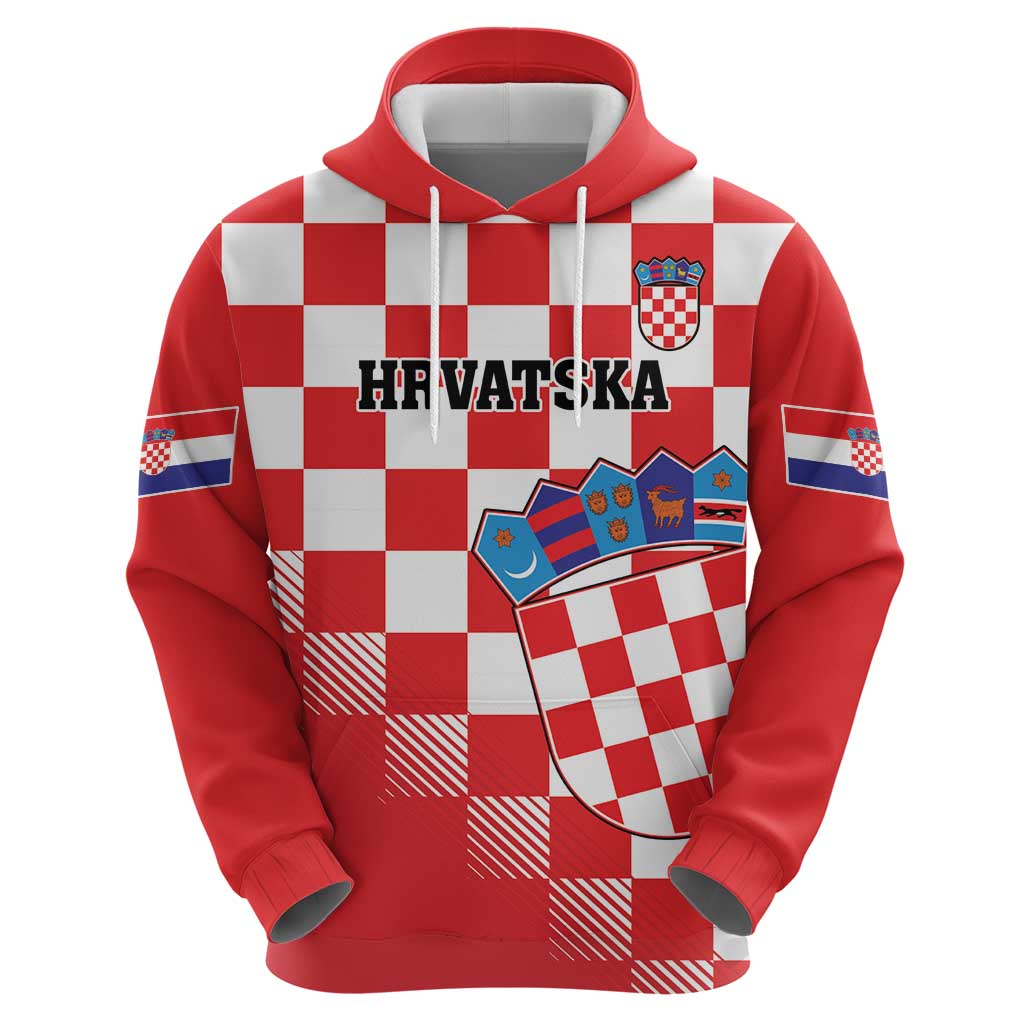 Custom Croatia Checkerboard Hoodie With Coat Of Arms LT18