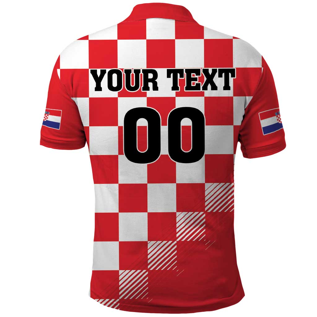 Custom Croatia Checkerboard Polo Shirt With Coat Of Arms LT18