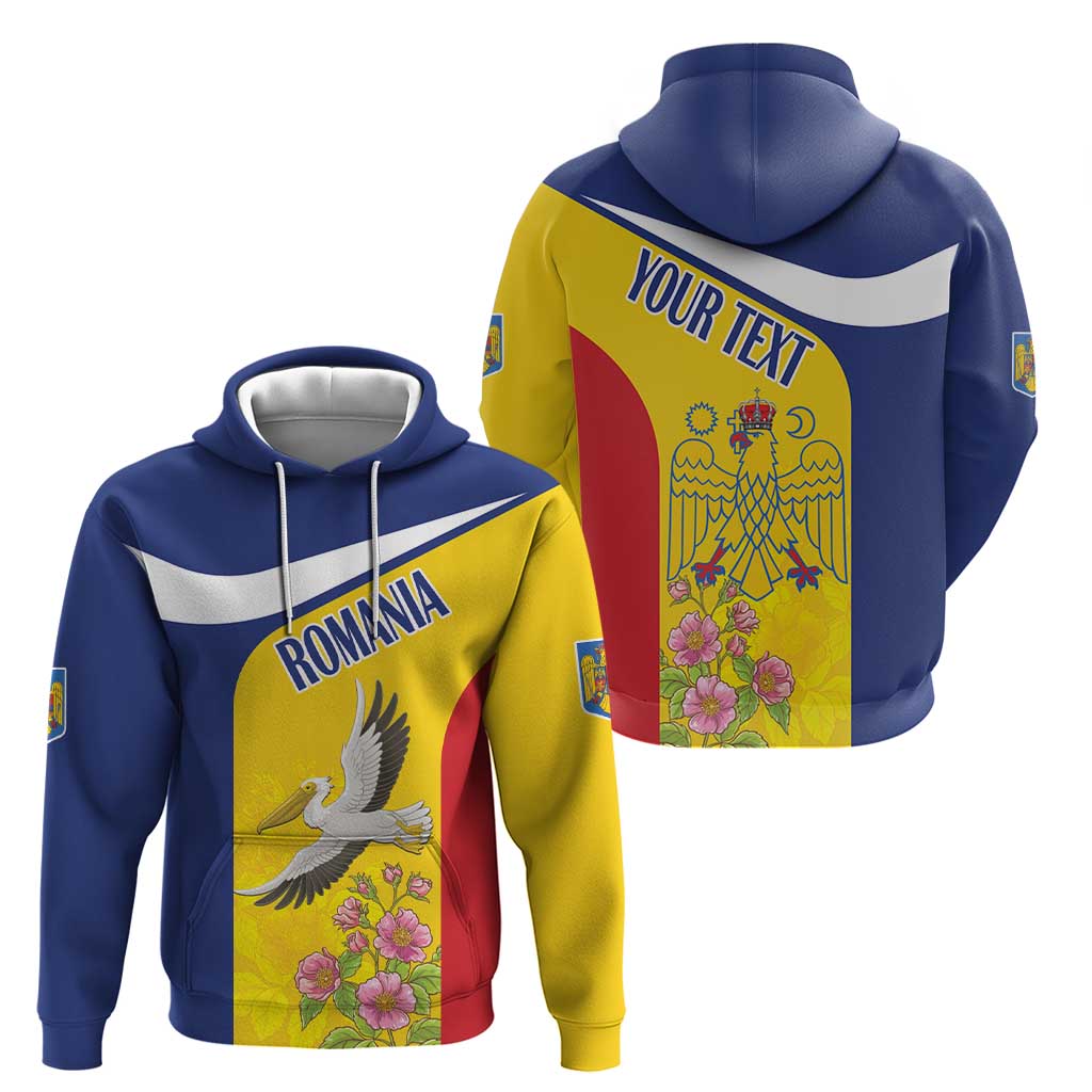 Personalized Romania Great White Pelican Hoodie With Rosa Canina LT18