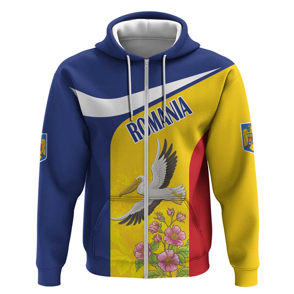 Personalized Romania Great White Pelican Hoodie With Rosa Canina LT18