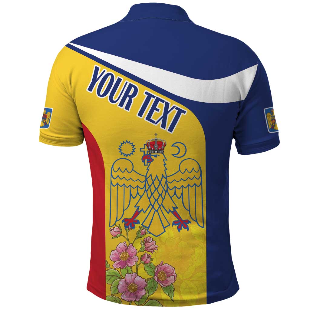 Personalized Romania Great White Pelican Polo Shirt With Rosa Canina LT18