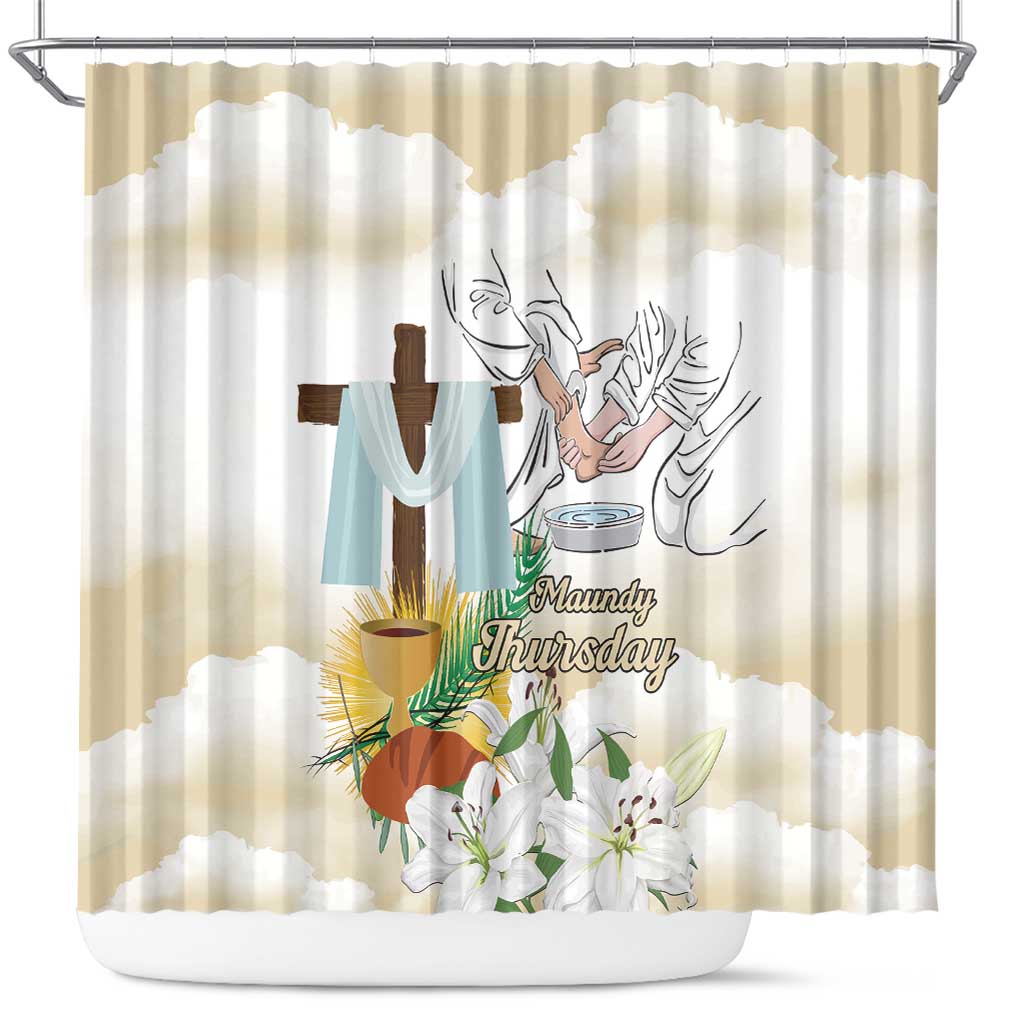 Happy Maundy Thursday Shower Curtain Jesus Christ Washing Feet LT18