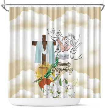 Happy Maundy Thursday Shower Curtain Jesus Christ Washing Feet LT18