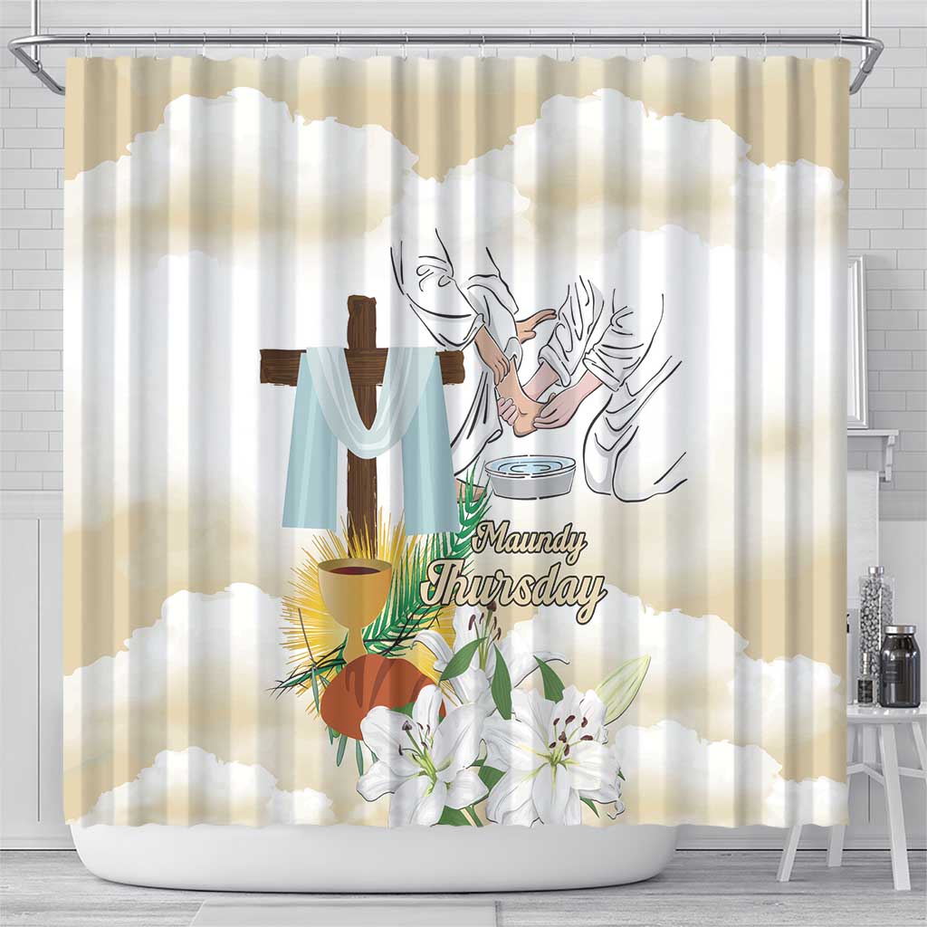 Happy Maundy Thursday Shower Curtain Jesus Christ Washing Feet LT18