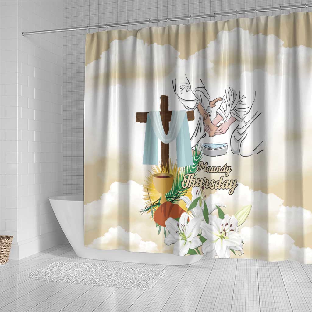 Happy Maundy Thursday Shower Curtain Jesus Christ Washing Feet LT18