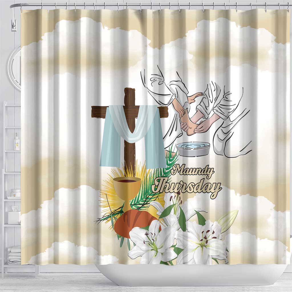 Happy Maundy Thursday Shower Curtain Jesus Christ Washing Feet LT18