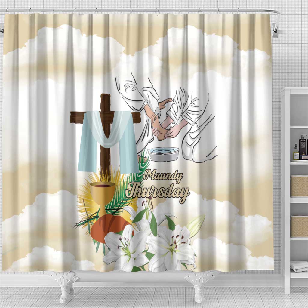 Happy Maundy Thursday Shower Curtain Jesus Christ Washing Feet LT18