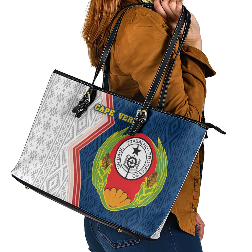 Cape Verde Leather Tote Bag Verde Coat Of Arms And Pattern LT18