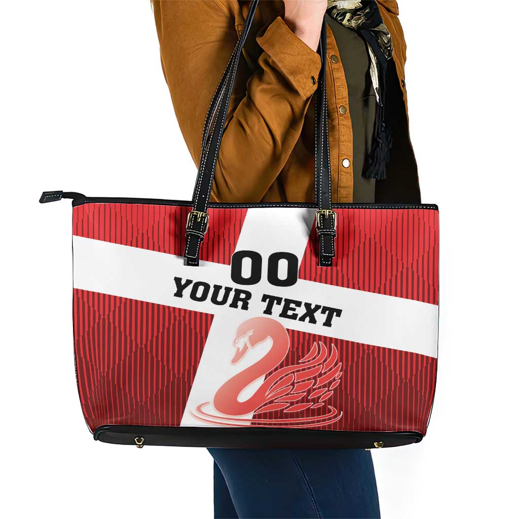 Custom Denmark Football Leather Tote Bag Mute Swan LT18