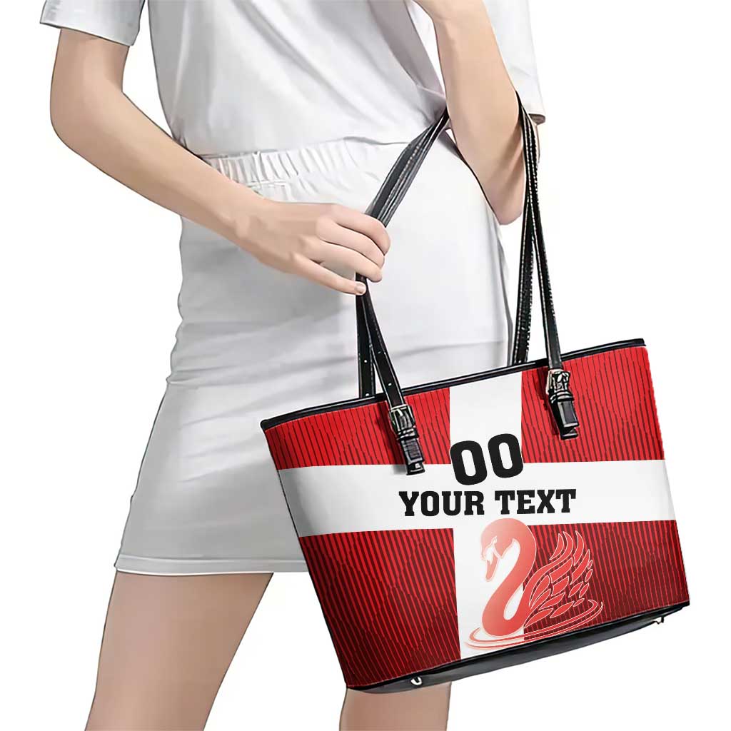 Custom Denmark Football Leather Tote Bag Mute Swan LT18