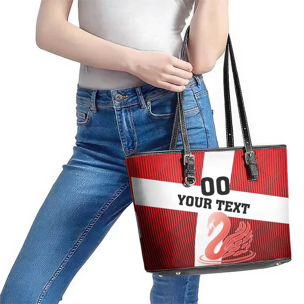 Custom Denmark Football Leather Tote Bag Mute Swan LT18
