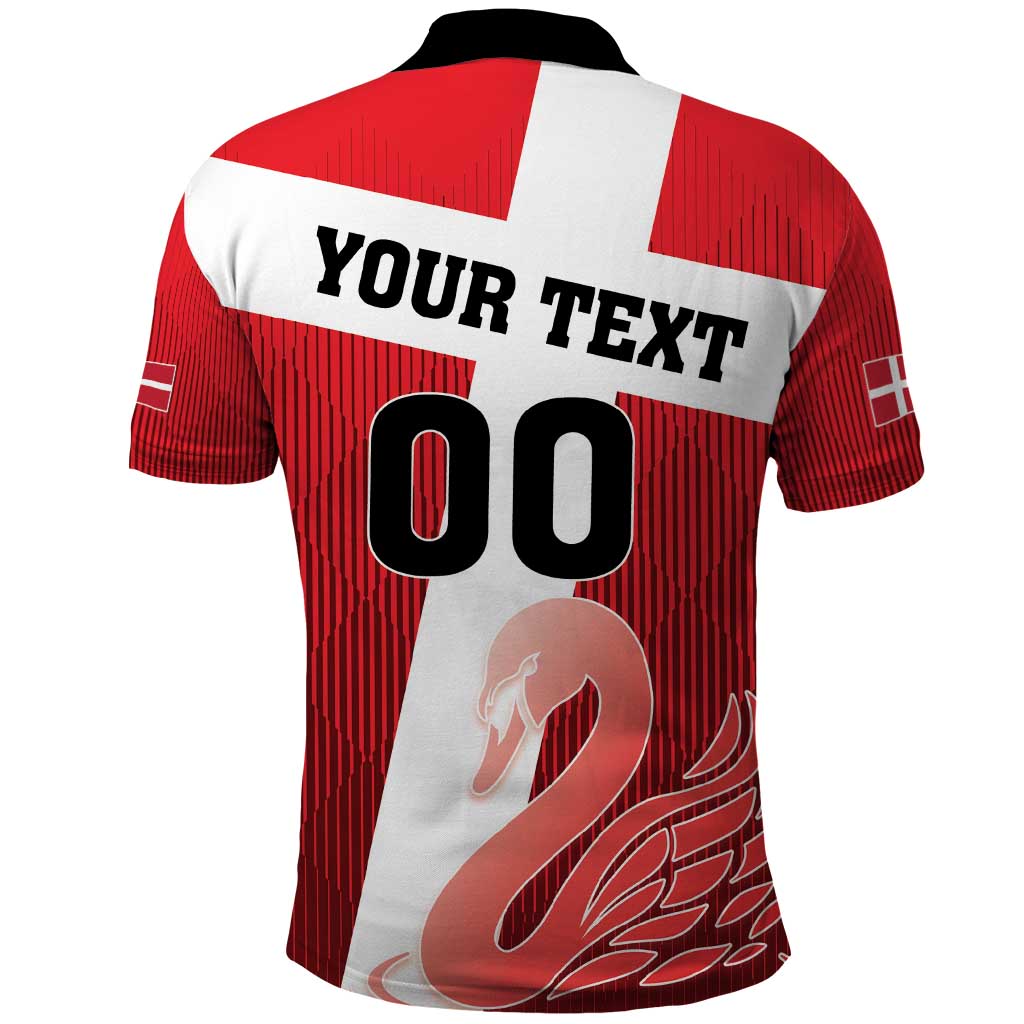 Custom Denmark Football Polo Shirt Mute Swan LT18