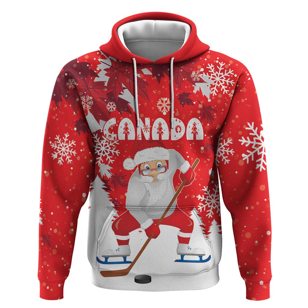 Canada Christmas Hoodie Santa Play Hockey - Winter Forest LT18