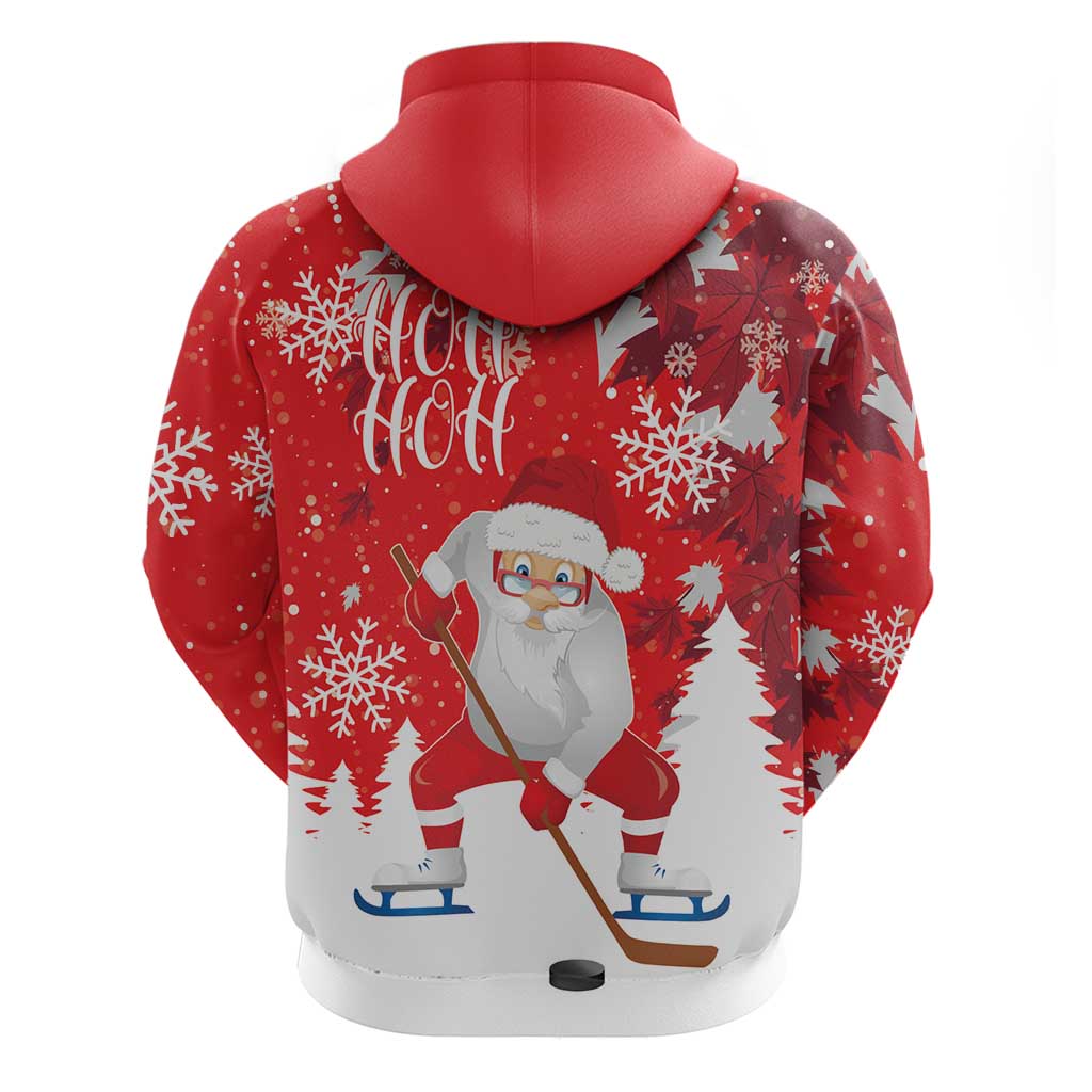 Canada Christmas Hoodie Santa Play Hockey - Winter Forest LT18