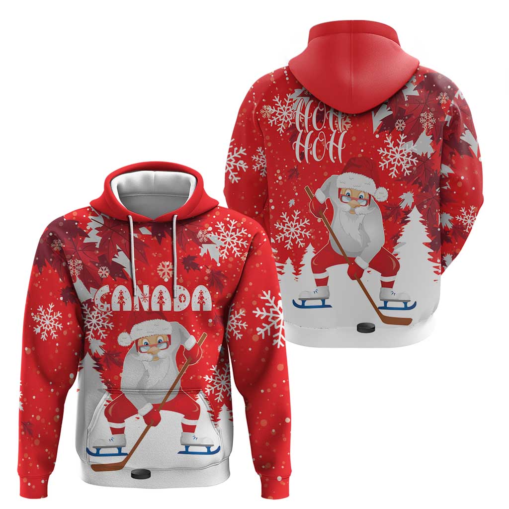 Canada Christmas Hoodie Santa Play Hockey - Winter Forest LT18