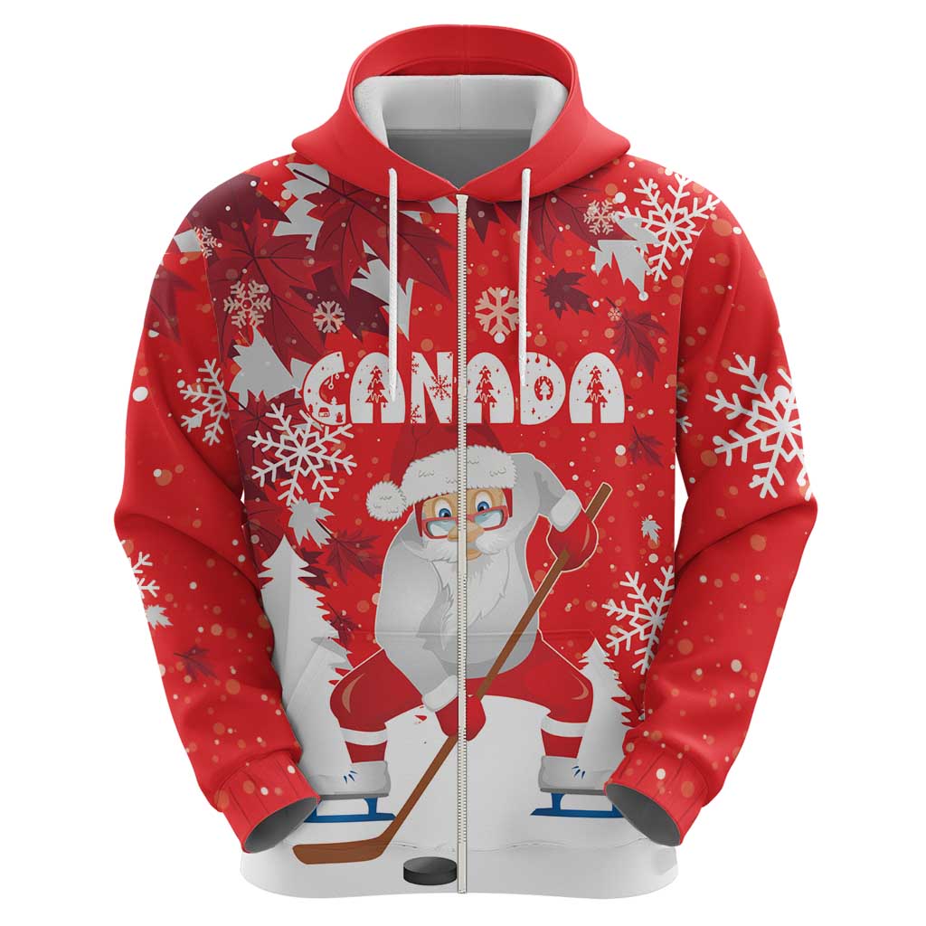 Canada Christmas Hoodie Santa Play Hockey - Winter Forest LT18
