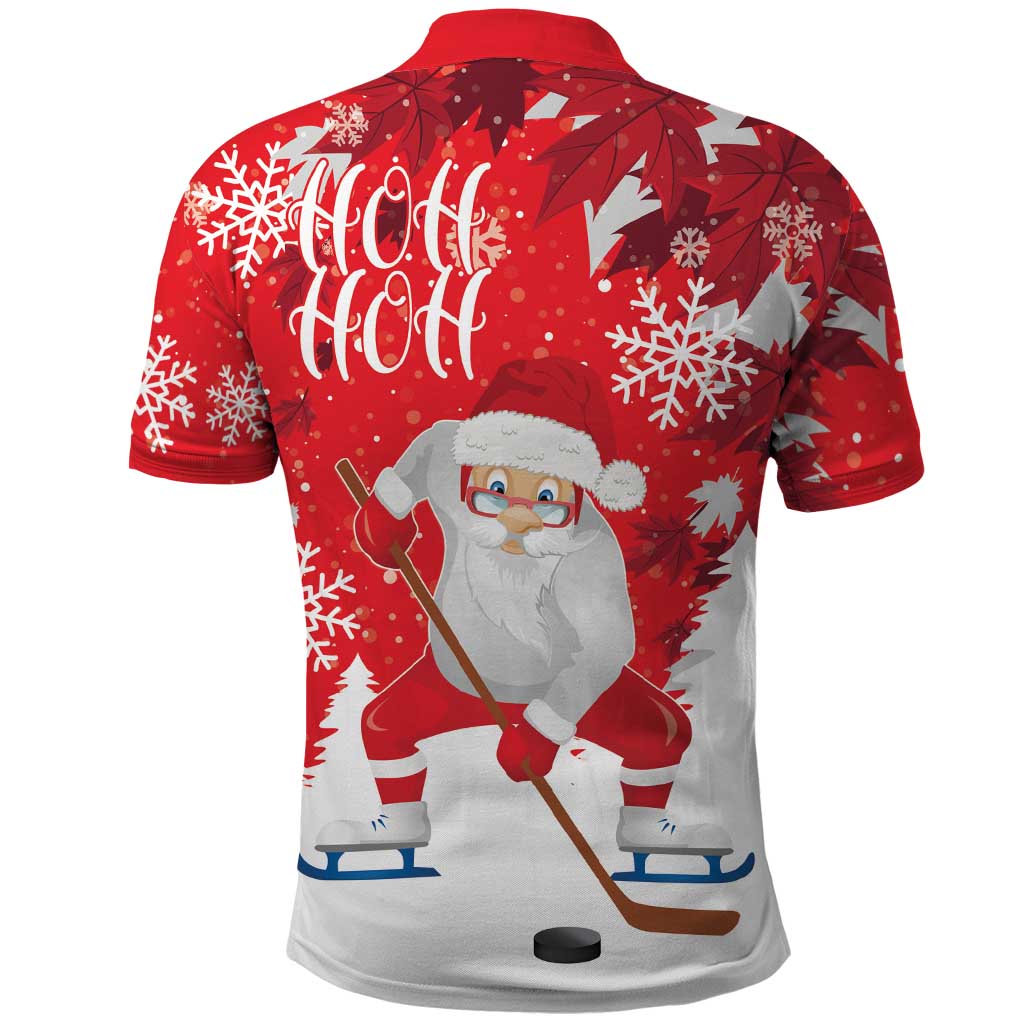 Canada Christmas Polo Shirt Santa Play Hockey - Winter Forest LT18