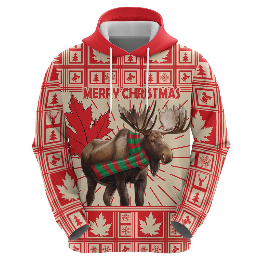 Personalized Canada Moose Hoodie Maple Leaf Christmas Lightning Art LT18