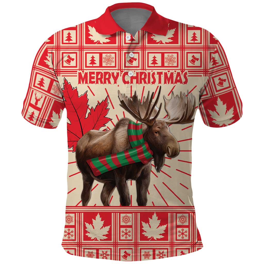 Personalized Canada Moose Polo Shirt Maple Leaf Christmas Lightning Art LT18