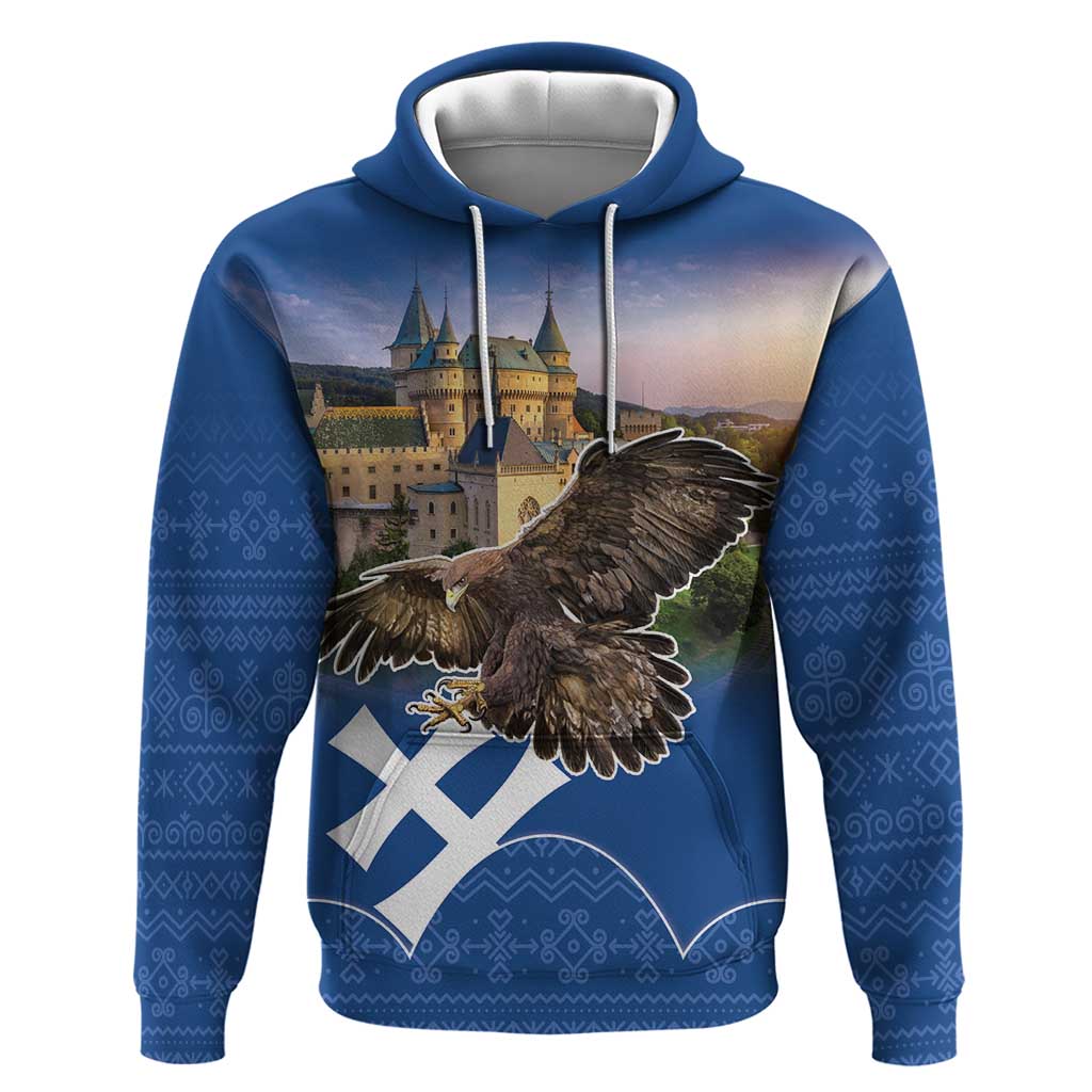 Slovakia Bojnice Castle Hoodie Golden Eagle With Slovak Pattern LT18