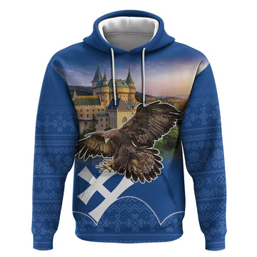 Slovakia Bojnice Castle Hoodie Golden Eagle With Slovak Pattern LT18