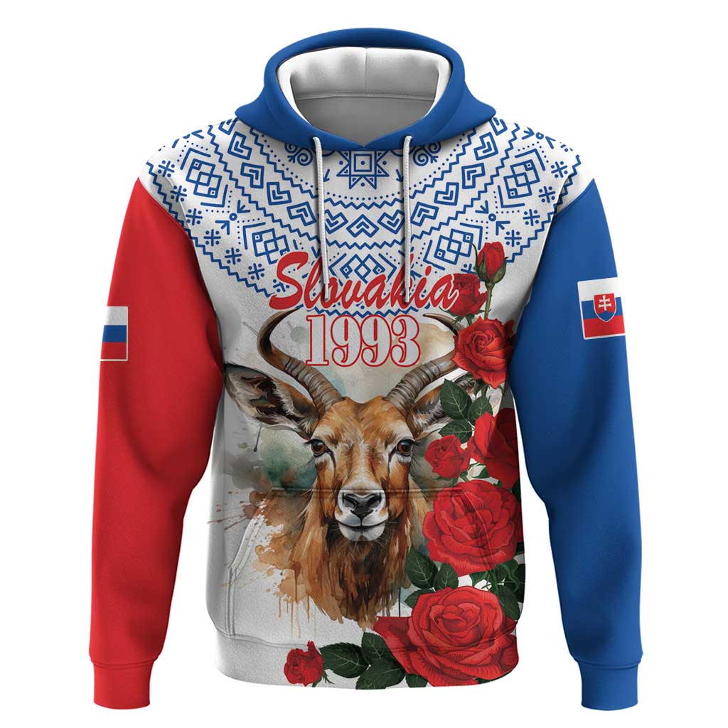 Slovakia Restoration Day 1993 Hoodie Tatra Chamois With Red Rose LT18