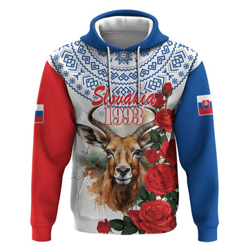Slovakia Restoration Day 1993 Hoodie Tatra Chamois With Red Rose LT18