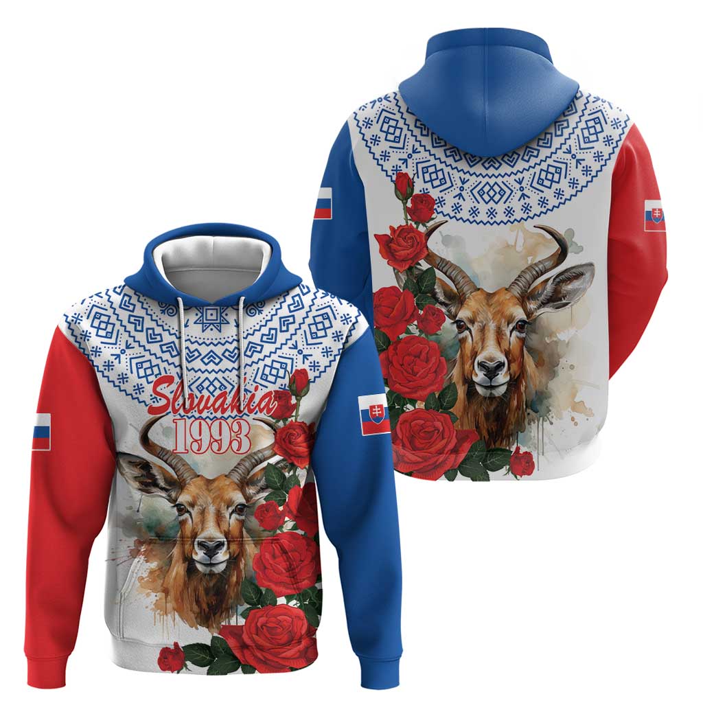 Slovakia Restoration Day 1993 Hoodie Tatra Chamois With Red Rose LT18