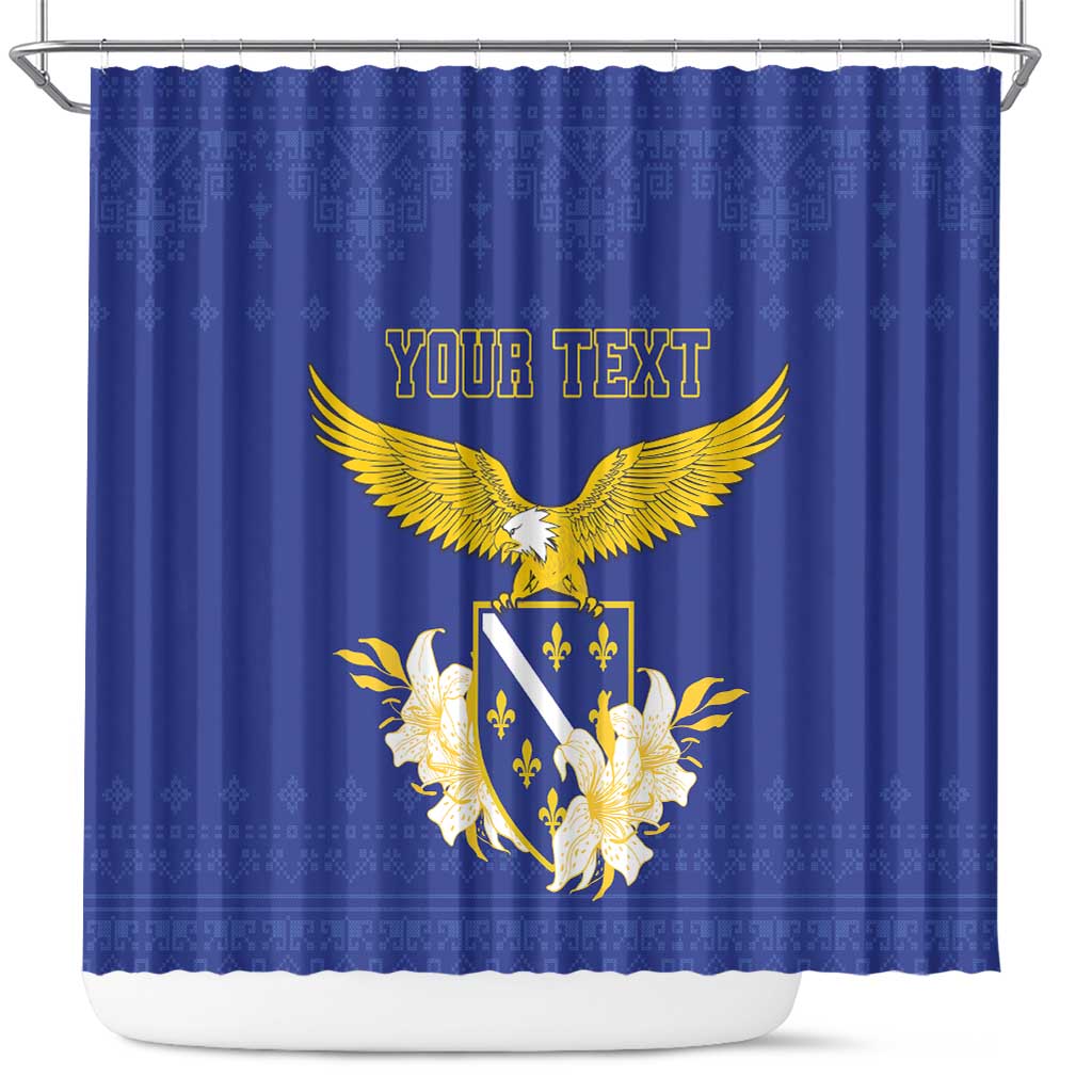Personalized Bosnia and Herzegovina Independence Day Shower Curtain Golden Eagle With Lilium Bosniacum LT18
