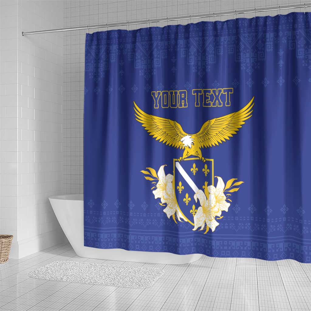 Personalized Bosnia and Herzegovina Independence Day Shower Curtain Golden Eagle With Lilium Bosniacum LT18