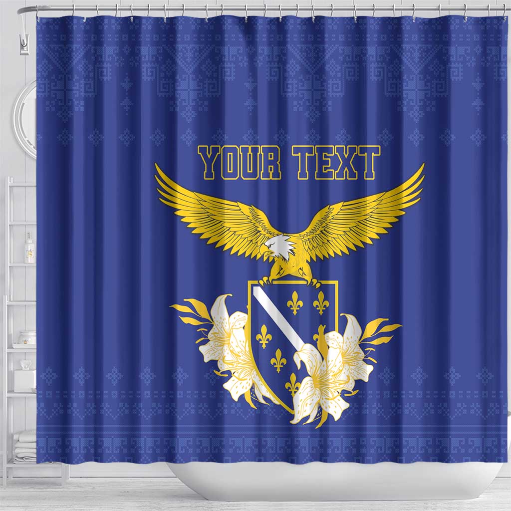 Personalized Bosnia and Herzegovina Independence Day Shower Curtain Golden Eagle With Lilium Bosniacum LT18